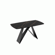 Stones Table basse Pillar Big 90x90 cm avec plateau en vitrocéramique effet marbre blanc et piètement en métal anthracite - noir multi-matériau OM