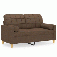 VidaXL Canapé 2 places avec oreillers décoratifs marron 120 cm tissu Modèle Portofino - 3200777