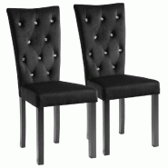 VidaXL Chaises à manger lot de 2 Noir Velours Modèle Sérénité Prestige - 246486