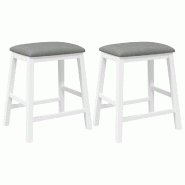 VidaXL Chaises de bar avec coussins 2 pcs blanc bois massif d'hévéa Modèle Apex Épuré - gris 4102580