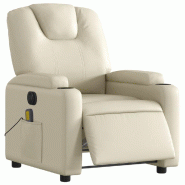 VidaXL Fauteuil de massage inclinable électrique crème similicuir Modèle Gervianor - 3204424