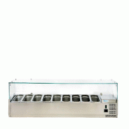 Vitrine réfrigérée avec verre. Capacité 9xGN1/3. Dimensions (LxPxH) 200x38x43,5 cm. ForCold by FIMAR Modèle G-VRX2000-380 - 228