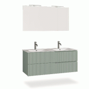 AQA Design Composition de salle de bain avec baignoire double en MDF 5 pièces VENERE vert sauge L.121 P.46,5 H.190 MPVE40-SAL - vert Bois manufactur�