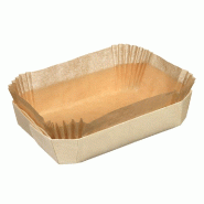 Barquette octogonale bois naturel avec papier cuisson 11x11x3,5cm - par 300