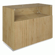 Comptoir vitrine côté bois Vertigo T03 MDF naturel et chêne clair 120x60x93cm