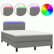 Décoshop26 - Cadre de lit LED avec sommier, tête de lit réglable et matelas 120x200 cm en tissu gris foncé - TDL0208407 Décoshop26 - Cadre de lit LED avec sommier, tête de lit réglable et matelas 120x200 cm en tissu gris foncé - TDL0208407