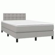 Décoshop26 - Cadre de lit LED avec sommier tête de lit matelas surmatelas 120x200 cm tissu gris clair TDL0207894 - gris 3001242988009