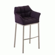 Décoshop26 - Tabouret de bar chaise haute de comptoir couture carrées assise en tissu violet 4 pieds stables en acier inoxydable 10_0001284 - 300068 Décoshop26 - Tabouret de bar chaise haute de comptoir couture carrées assise en tissu violet 4 pieds stables en acier inoxydable 10_0001284 - 300068