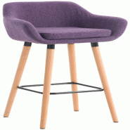 Décoshop26 - Tabouret de bar lounge x1 design scandinave assise en tissu violet pieds en bois repose-pieds en métal 10_0004925 - violet métal 30002