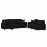 Ensemble de canapés 2 pcs avec coussins noir tissu Modèle Ivarenne - 8721012071056