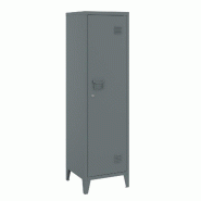 Helloshop26 - Armoire étagère meuble de rangement à casier métallique vérouillable 137 x 38 x 38 cm gris foncé 03_0008947 - gris métal 3000224433803