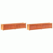 Helloshop26 - Jardinière bac lit surélevé plantes fleurs jardin terrasses lot de 2 cire bois de pin massif marron 02_0039061 - 3000218008109 Helloshop26 - Jardinière bac lit surélevé plantes fleurs jardin terrasses lot de 2 cire bois de pin massif marron 02_0039061 - 3000218008109