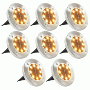 Helloshop26 - Lot de 8 lampes solaires au sol jardin étanche éclairage automatique 12 x 13 cm en PP noir 02_0045895 - noir inox 3000233946264