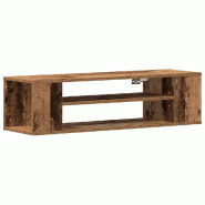 Helloshop26 - Meuble TV rectangulaire moderne avec étagères solution de rangement 100 x 30 x 26 cm en bois ancien 02_0051900 - Bois massif 300023714