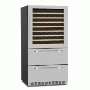 KLIMAITALIA Réfrigérateur combiné à 2 températures avec pte inox. Des étagères et tiroirs en bois. Éclairage LED. Thermo num. Mod. DW190SILVER - 3952
