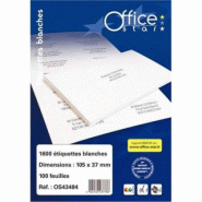 Office Star 2400 étiquettes blanches, format 70 x 35 mm (100 feuilles / cdt) - 4004182434222