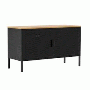 Oviala Business Buffet moderne 2 portes L100 cm en métal noir - noir acier 113978
