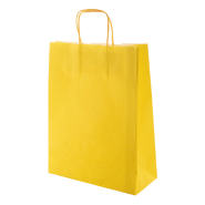 Sac publicitaire en papier kraft - poignée torsadée - 100 g/m² - couleur jaune Sac publicitaire en papier kraft - poignée torsadée - 100 g/m² - couleur jaune