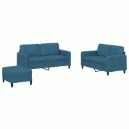 VidaXL Ensemble de canapés 3 pcs bleu velours Modèle Nova Essence Plus - 3201993