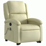 VidaXL Fauteuil inclinable de massage crème cuir véritable Modèle Tilia - 3204268