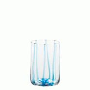 Zafferano Lot De 6 Verres Tumbler Tirache En Verre Soufflé À La Bouche Couleur Aquamarine, Design Élégant Avec Des Lignes Travaillées À La Main