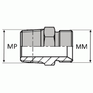 Adaptateur droit mâle NPT x mâle DIN - Cône 60° - MNPT1/8 / MDI14X150