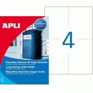 Apli 80 étiquettes polyester blanches, format 105 x 148 mm (20 feuilles / cdt) - 8410782012276
