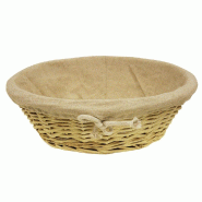 Banneton rond "Boulangère" osier naturel toile de jute Ø29x9cm - par 20