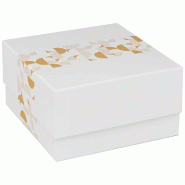 Boite Carrée Carton Blanc Eclat d'Or 21x19x10,7 cm