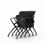 Chaise visiteurs avec assise pliante Plys - Mobel Linea - Noir, 4 sièges_0