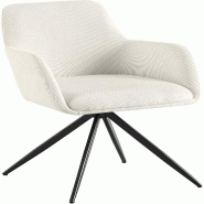 Décoshop26 - Chaise contemporaine de salle à manger x1 en velours côtelé crème pivotante 180° avec accoudoirs 10_0005784 - beige 3000265217295
