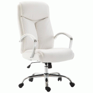 Décoshop26 - Fauteuil de bureau en synthétique blanc réglable BUR10260 - blanc 3000350412789 Décoshop26 - Fauteuil de bureau en synthétique blanc réglable BUR10260 - blanc 3000350412789