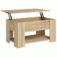 Décoshop26 - Table basse dessus relevable design moderne et contemporaine 79 x 49 x 41 cm bois d'ingénierie couleur chêne DEC038994 - Bois massif 3