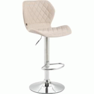 Décoshop26 - Tabouret de bar x1 avec coutures décoratives en forme de losanges en tissu crème et métal chromé 10_0004658 - 3000252218724 Décoshop26 - Tabouret de bar x1 avec coutures décoratives en forme de losanges en tissu crème et métal chromé 10_0004658 - 3000252218724