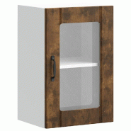 Helloshop26 - Armoire murale de cuisine avec porte en verre moderne rangement optimisé 40 x 31 x 60 cm en bois d'ingénierie chêne 02_0050127 - verr