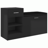 Helloshop26 - Banc à chaussures bottes commode étagère meuble entrée rangement brillant 94,5 x 31 x 57 cm aggloméré noir 02_0022998 - noir Bois