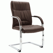 Helloshop26 - Chaise fauteuil siège de bureau informatique étude cantilever similicuir brun - polyester 3000214625386 Helloshop26 - Chaise fauteuil siège de bureau informatique étude cantilever similicuir brun - polyester 3000214625386