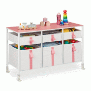 Helloshop26 - Commode de rangement enfants 6 tiroirs pratique 80 x 40 x 80 cm en tissu blanc 13_0014582 - blanc Bois massif 3000247429326