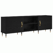 Helloshop26 - Meuble TV rectangulaire moderne rangement pratique 150 x 30 x 50 cm en bois d'ingénierie chêne noir 02_0052511 - noir Bois massif 3000