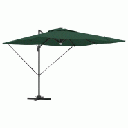 Helloshop26 - Parasol rectangulaire inclinable 286 x 284 x 270 cm avec éclairage LED moderne jardin en polyester vert 02_0058724 - vert aluminium 300