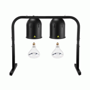 Lampe chauffante infrarouge de buffet sur pied réglable en hauteur 2 ampoules blanches) Noire PREMIUM - GOLDINOX - noir aluminium 3701770844432