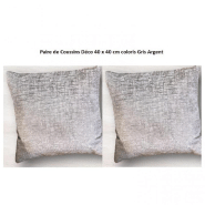 Paire de coussins déco pour canapé ATTITUDE coloris gris argent Paire de coussins déco pour canapé ATTITUDE coloris gris argent
