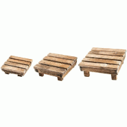 Présentoirs carrés effet bois vieilli 25x25x10 + 20x20x7 + 15x15x4 cm
