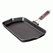 RISOLI' grill saporella xl en fonte d'aluminium haute epaisseur cm 43x26  manche en bois pliable - aluminium 000090/43T00