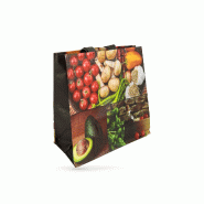 Sac cabas polypropylène tissé imprimé légumes 40x35x20 cm 100 g/m² (100 U) - multicolore A4F136
