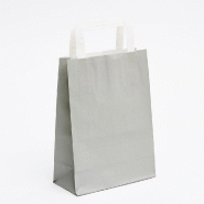 Sac kraft poignées plates gris 18x8x24cm - supporte jusqu'à 2kg - par 50
