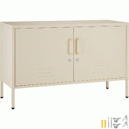 TecTake GmbH tectake Buffet Baker métallique minimaliste 2 portes verrouillables rangement moderne design industriel 100x42.5x65cm, crème - beige ac
