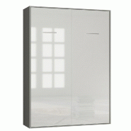 ARMOIRE LIT ESCAMOTABLE SMART-V2 STRUCTURE GRIS GRAPHITE MAT, FAÇADE GLOSS BLANC BRILLANT 160*200 CM