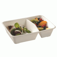 Barquette Quantum  bagasse laminee blanche 840ml - par 400