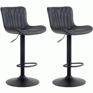 Décoshop26 - Lot de 2 tabourets de bar chaises hautes avec coutures décoratives en PVC noir pieds en métal noir 10_0004324 - noir 3000252043456 Décoshop26 - Lot de 2 tabourets de bar chaises hautes avec coutures décoratives en PVC noir pieds en métal noir 10_0004324 - noir 3000252043456
